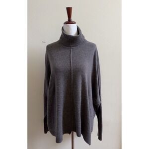 AQUA 100% Cashmere Turtleneck Sweater Batwing Dolman Sleeve Oversized XS/S Taupe